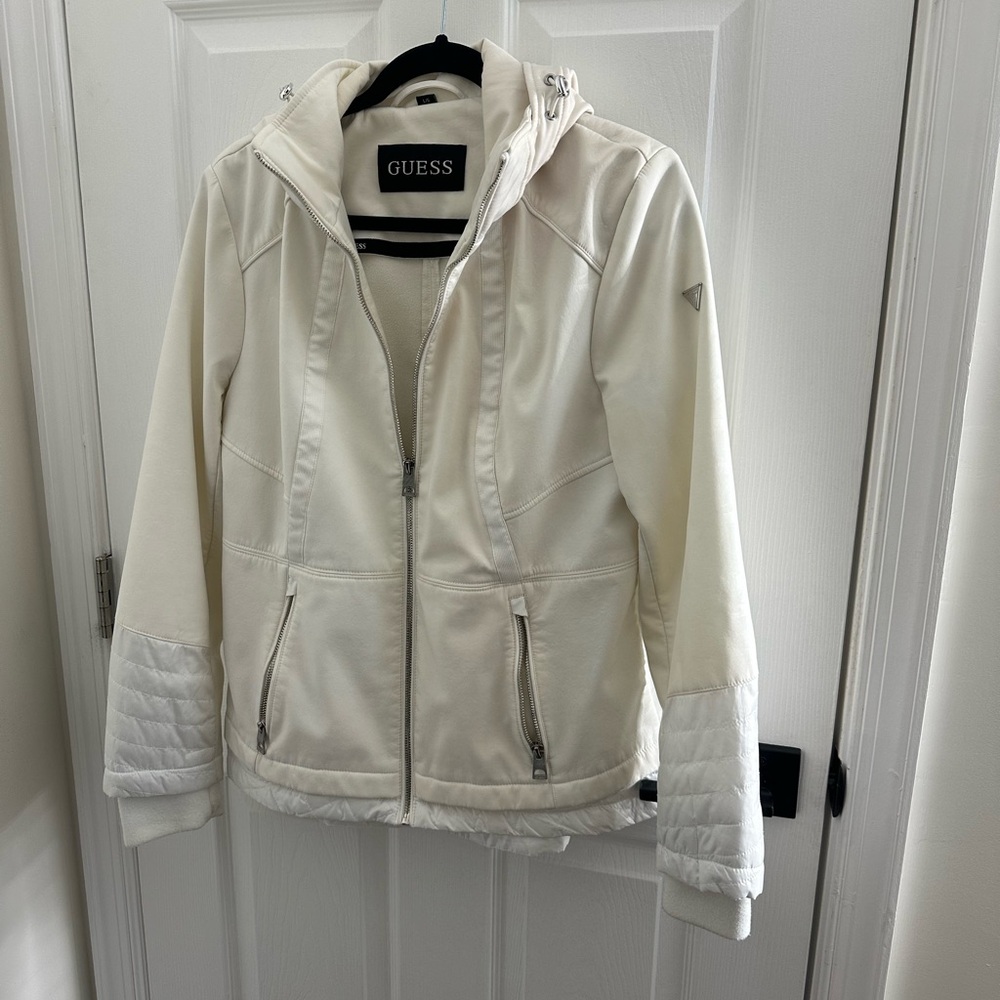 GUESS Women's White Quilted Jacket
